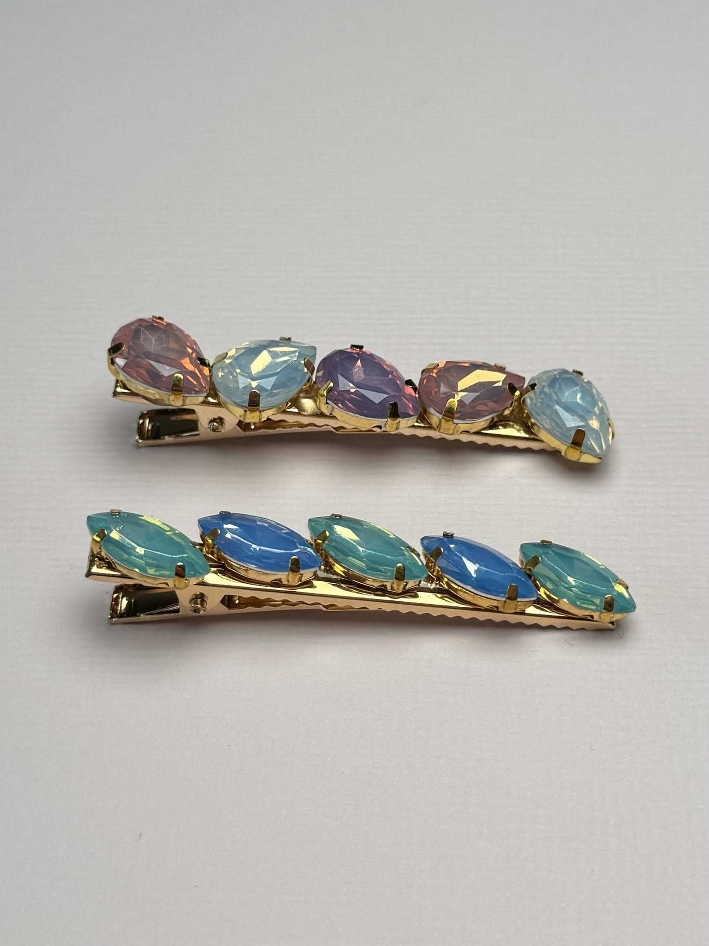 Diamant haarspeldjes blauw/groen