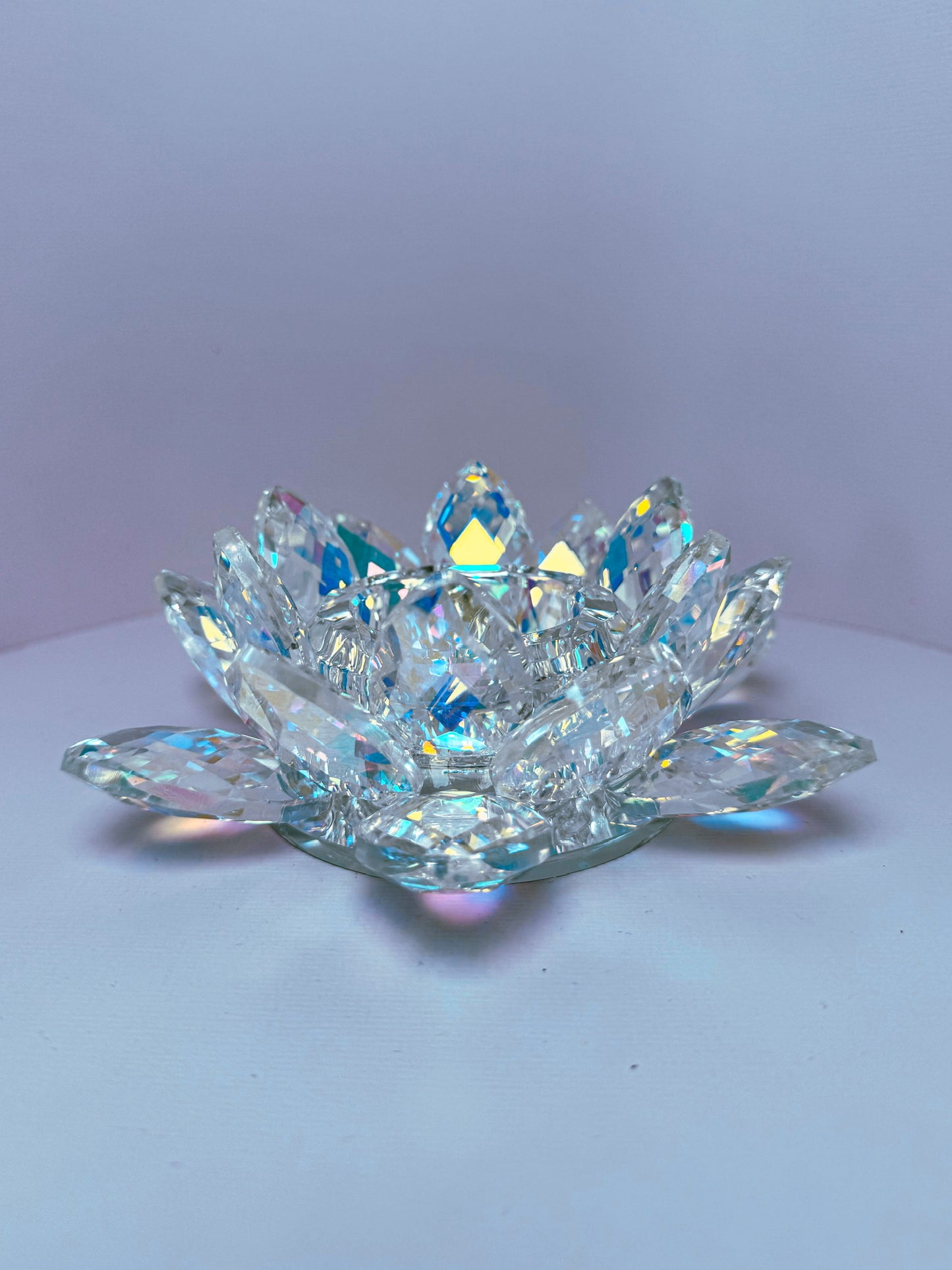 Waxinelichthouder lotusbloem kristal