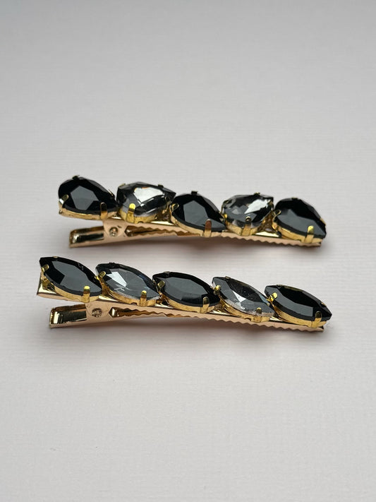 Diamant haarspeldjes zwart/zilver